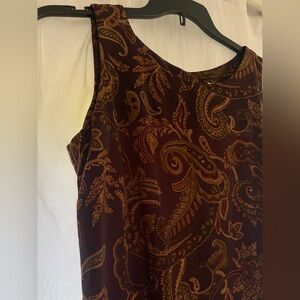 STUDIO I Paisley Long Dress Women’s Sz 8 Medium Brown Red A-Line Sleeveless